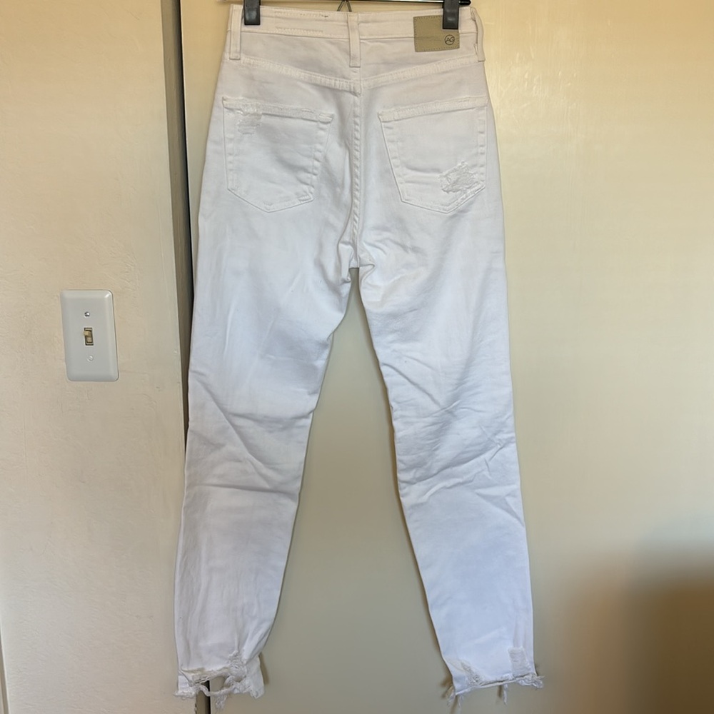 AG White High Waisted Tapered Leg Jeans - Picture 4 of 8